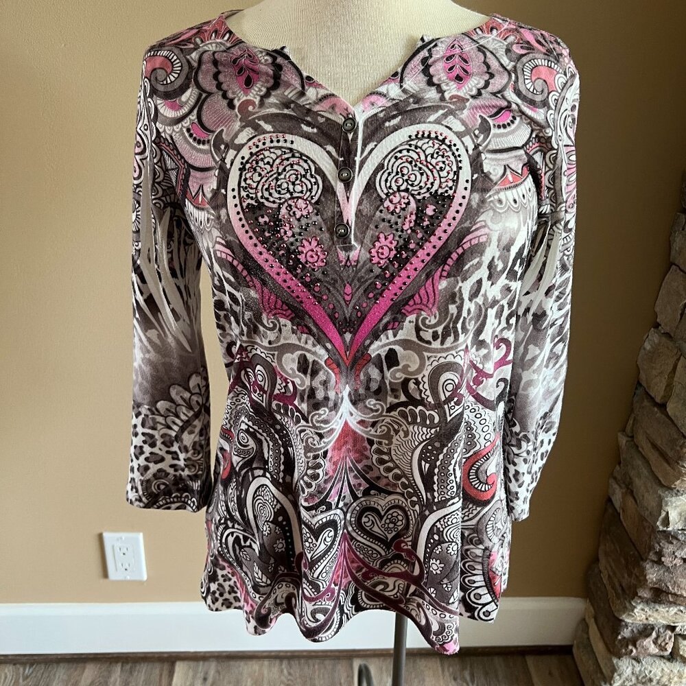 Style & Co pink paisley long sleeve size M